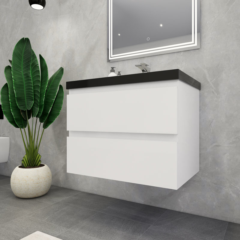 McConnico 29.5'' Single Bathroom Vanity with Acrylic Top, Glossy White