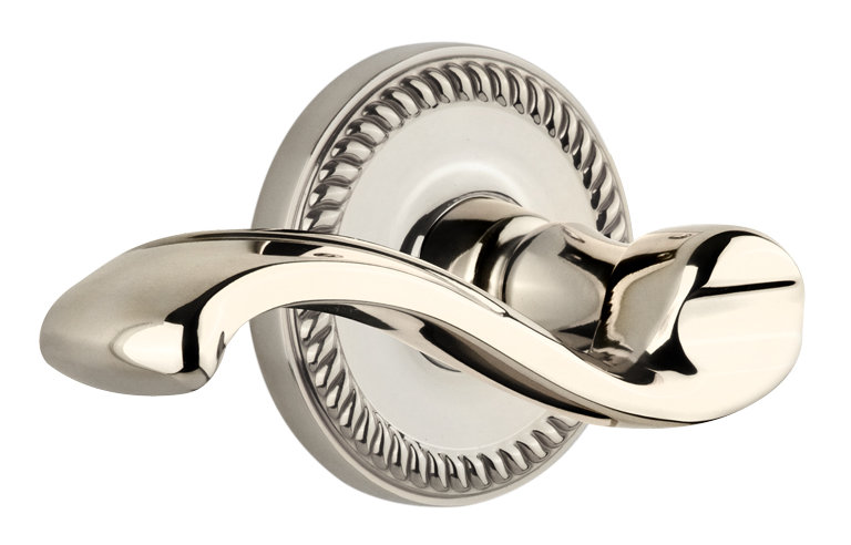 Grandeur Newport Rosette Privacy with Portofino Lever, Timeless Bronze, 2 3/4"