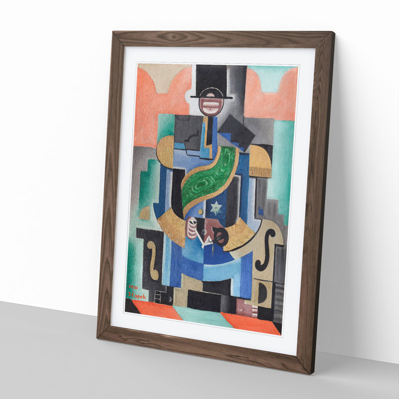African King by Josef Capek - Picture Frame Painting, 65cm H x 48cm W x 2cm D, Walnut