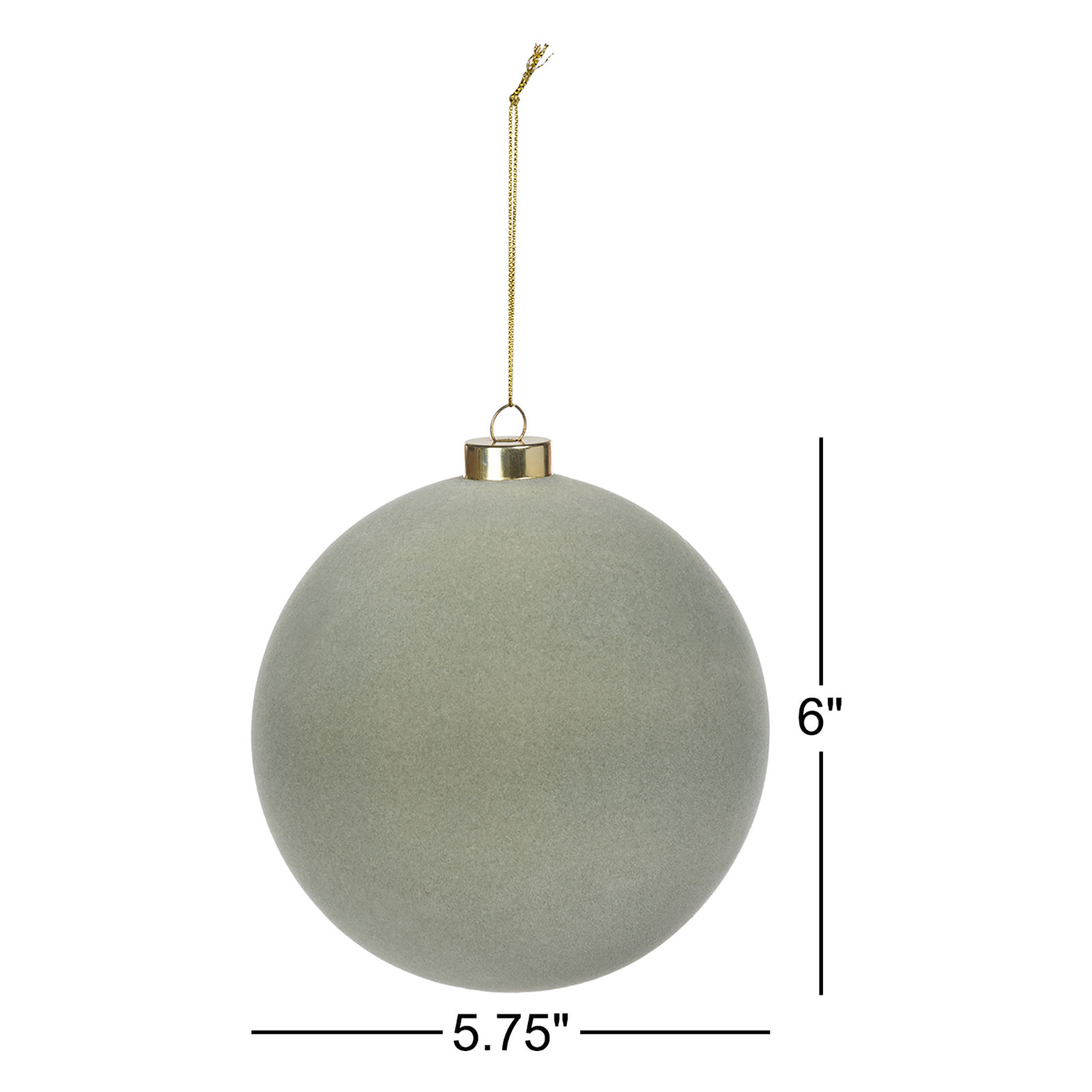 Sage Flocked Ornament, 4.75" _x000D_, Cream, 6"H x 5.75"W x 5.75"D