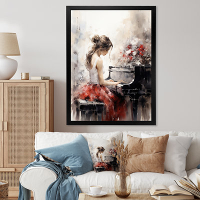 Aristarkh Beige Red Music Piano Harmony II - Music Framed Wall Art