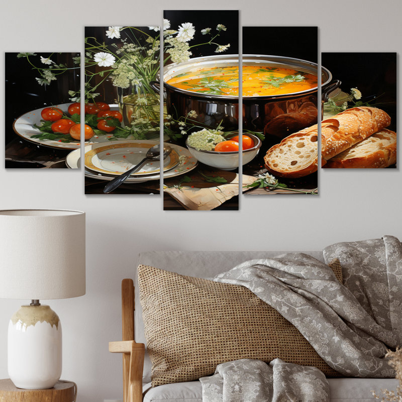 Soup Bouillon Pointill I - Décoration murale aliments et boissons - 5 panneaux