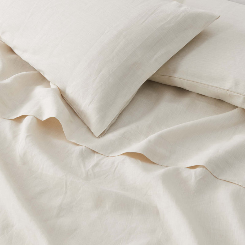 Sand Linen Euro Pillowcase Set with Inner Envelope Closure