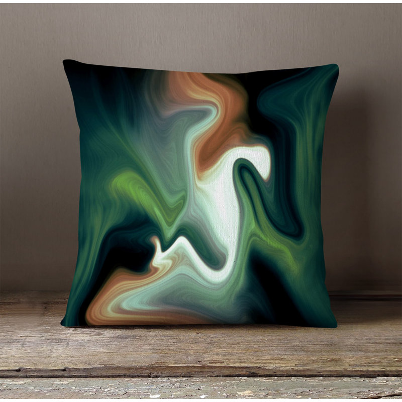 Throw Pillow With Insert, 20"H x 20"W, Brown/Green Abstract 3