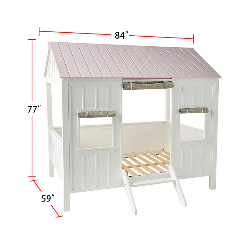 Diemer Full Canopy Standard Bed by Viv + Rae™, White/Pink