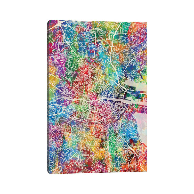 Dublin Ireland City Map I by Michael Tompsett - Wrapped Canvas Gallery-Wrapped Canvas Giclée, 20.32 cm H x 30.48 cm W