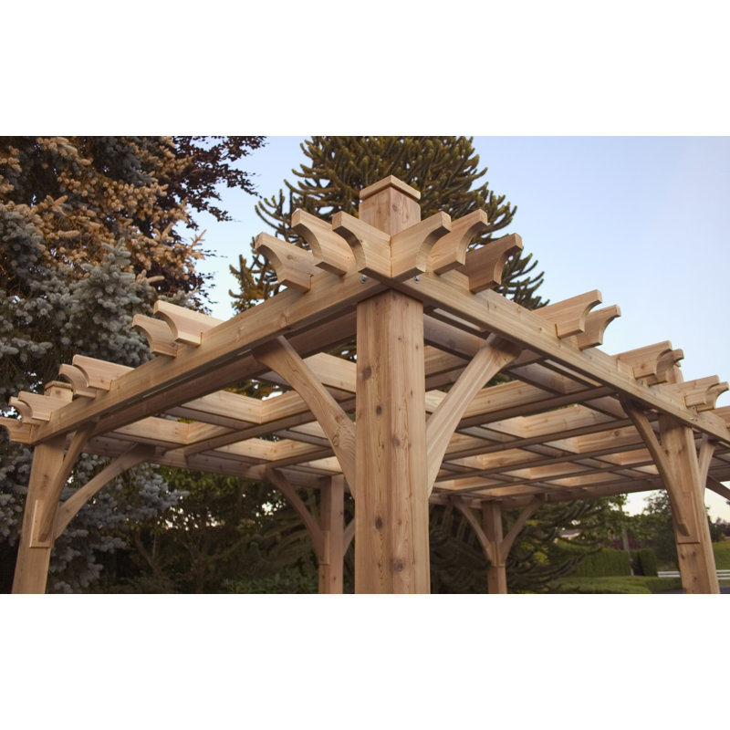 12 ft. W x 12 ft. D Breeze Solid Cedar Wood Pergola, Natural Western Red Cedar, 12 ft. W x 12 ft. D