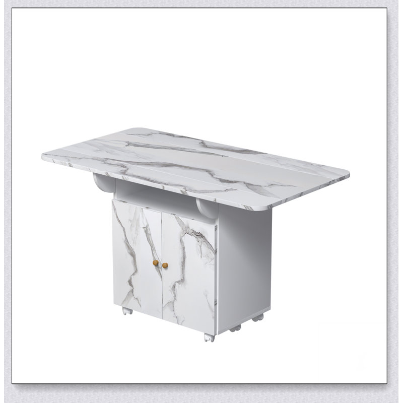 Table de salle à manger pliante en bois de 47 po avec rangement, îlot de cuisine polyvalent et table basse, conception peu encombrante