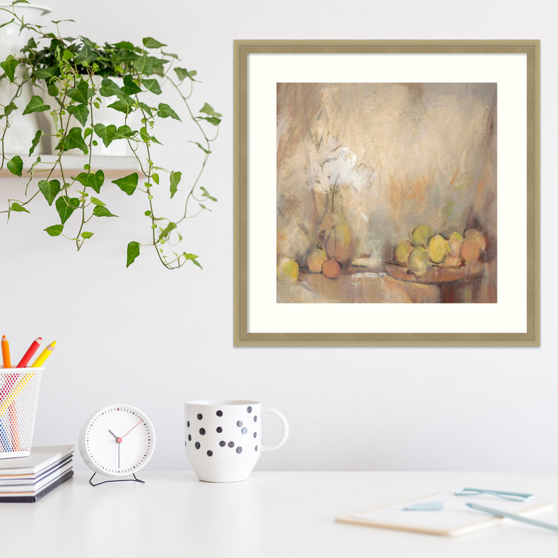 «Still Life with Fruit in Study» par Timothy O 'Toole - Reproduction d'art sur papier encadrée, H 19 po x l 19 po