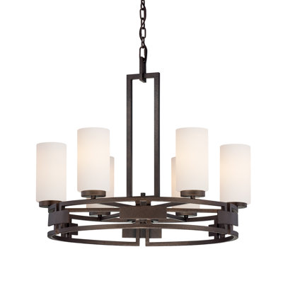 Deasia 6 - Light Steel Dimmable Wagon Wheel Chandelier