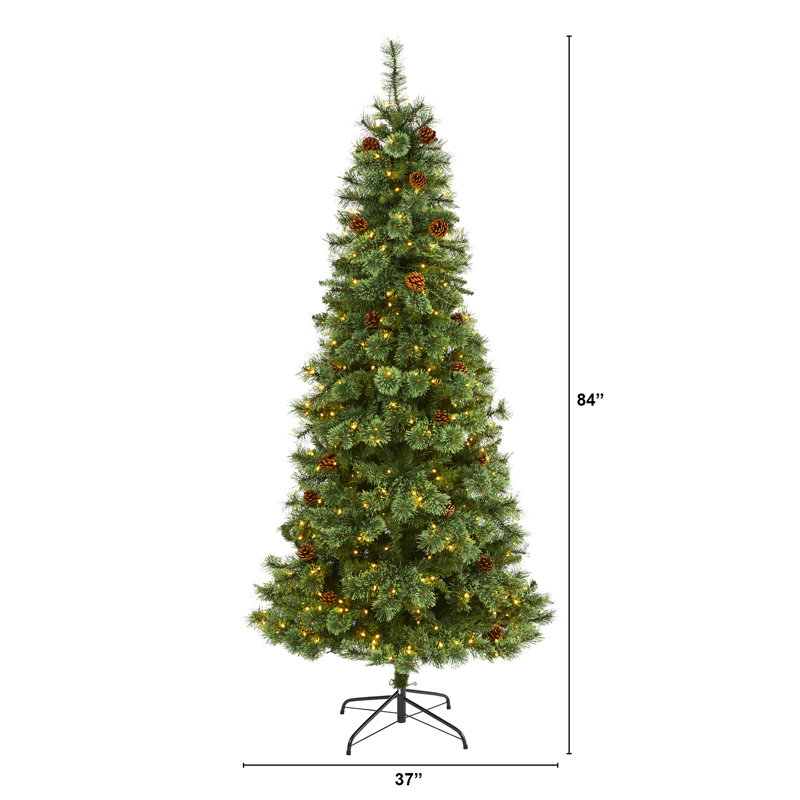 Lighted Artificial Christmas Tree, 7' H
