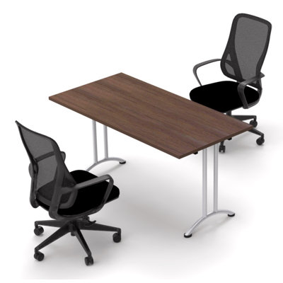 Hadden 2 Person Conference Meeting Table with 2 Chairs Complete Set