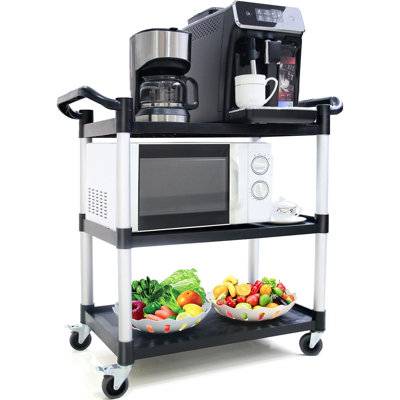 Utility Carts with Wheels Large Size Rolling Cart with Wheels Heavy Duty 600 LBS Food Cart with Lockable Wheels and Hammer