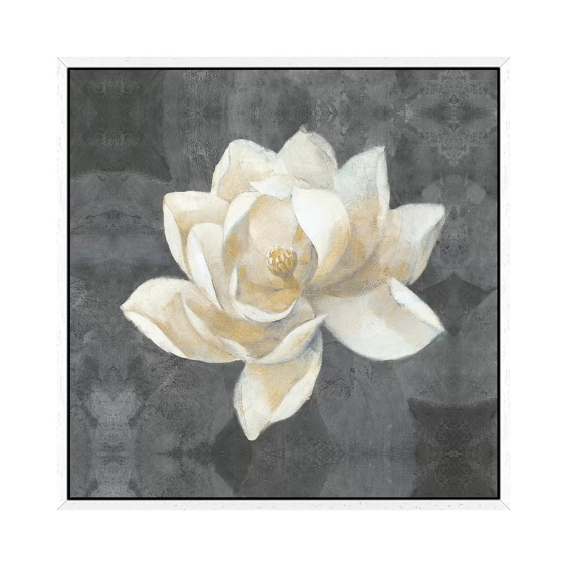 Majestic Magnolia 1 Piece Painting on Canvas, 93.98 cm H x 93.98 cm W, White Floater Framed