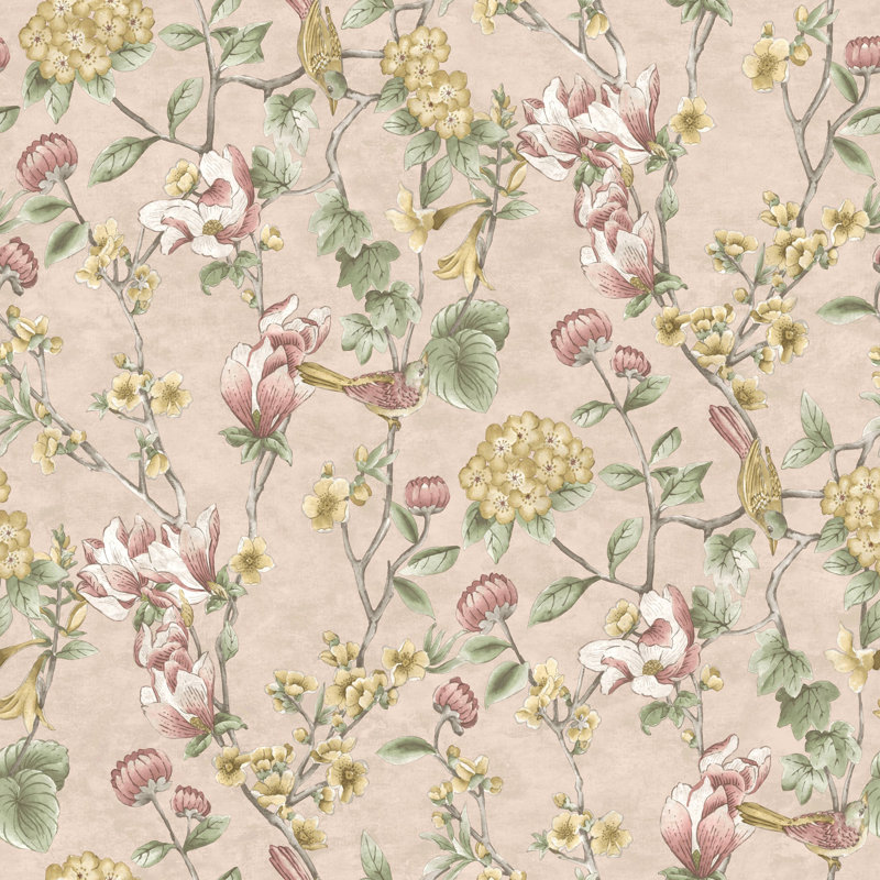 Papier peint floral, Rose