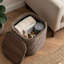 Repose-pieds carré avec rangement en chenille avec couvercle capitonné et tabouret d'appoint rembourré brun-1495531776