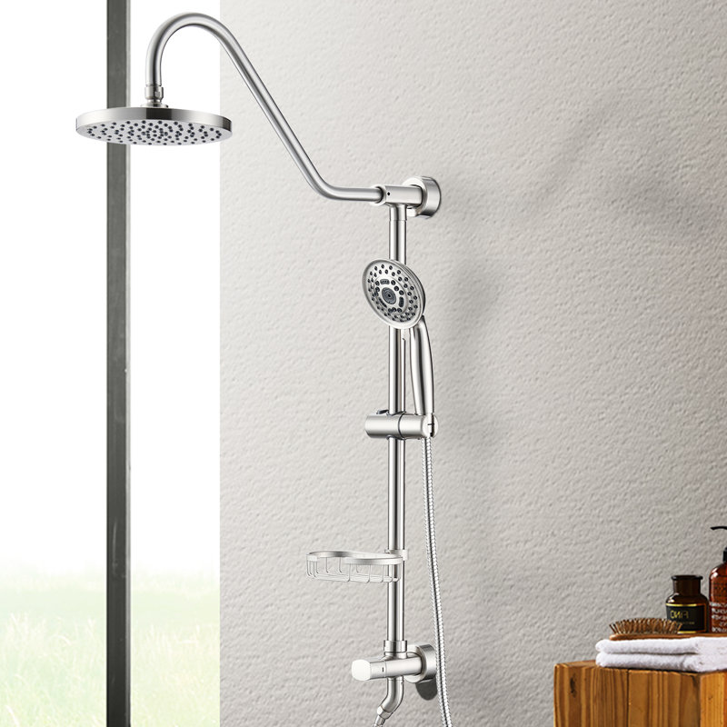 Wall Mounted Shower System With 8" Rain Head And Handheld - Finish Material