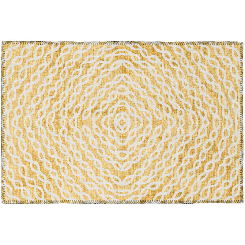 Anndria Washable Geometric Indoor / Outdoor Rug, Rectangle 10' x 14'