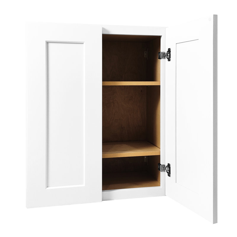 Armoire murale blanche en bois massif pour la cuisine, la salle de bain, la buanderie, 2 tablettes réglables à portes, charnières à fermeture douce, facile à assembler, imperméable l 24 po x P 36 po, espaces multiples, rangement, assemblage