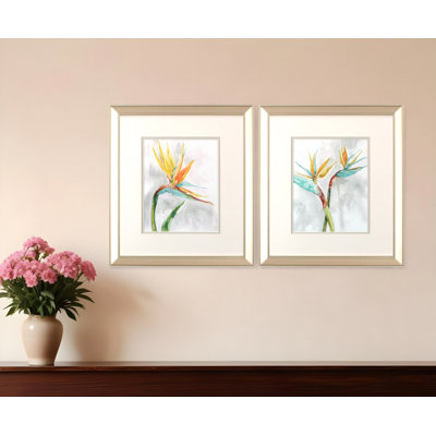 HomeRoots (Set Of Two) Bird of Paradise Champagne Framed Print Wall Art