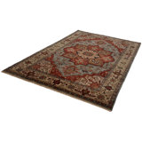 Canvello Hand Made Transitional Medallion Indo Heriz Rug - 6'0'' X 9'1''