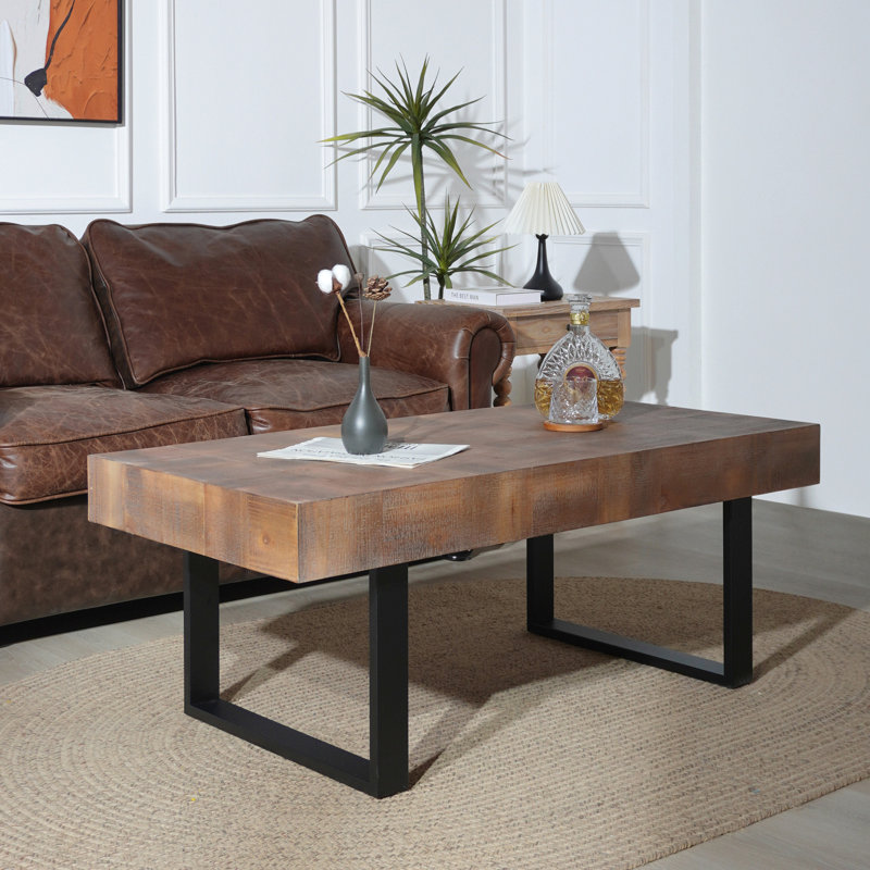 Table basse rustique en bois industriel, table basse en bois 47,2 x 23,5 po x 18 po, table fabriquée à la main