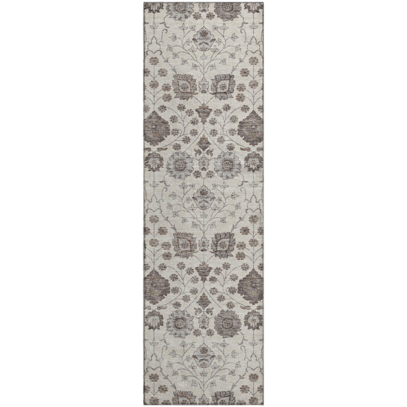 Premium Machine Washable Gurubaksh AMF1155 Floral Rug, Runner 2'3" x 7'6"