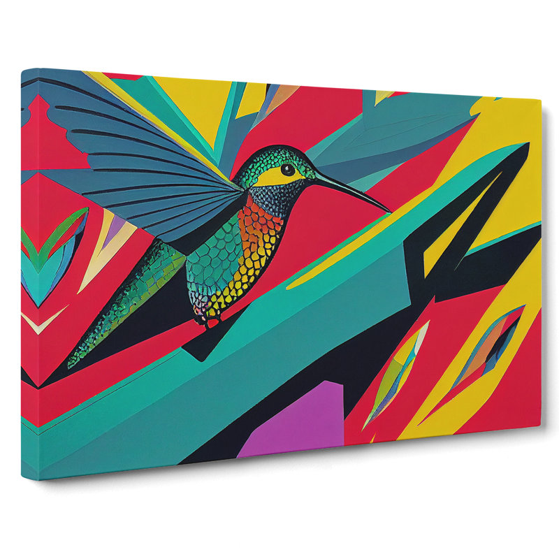 Unique Abstract Hummingbird - Wrapped Canvas, 40cm H x 60cm W x 3cm D
