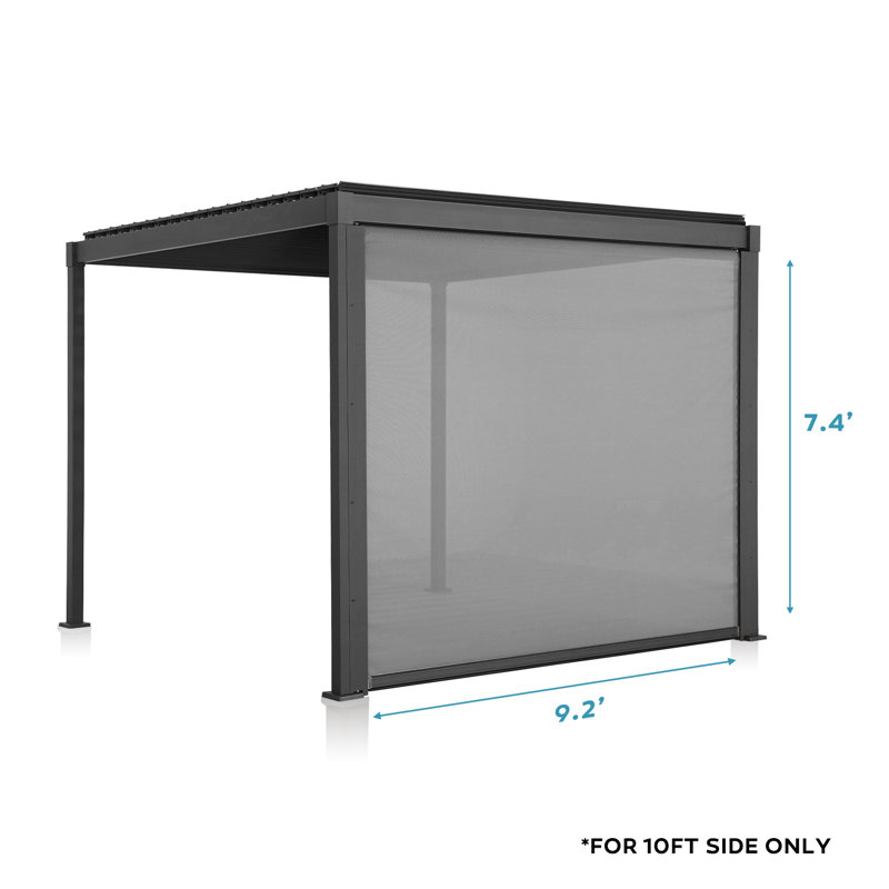 80/88S  Aluminum Side Shade  Screen for Pergola Accessory, Charcoal, 10ft