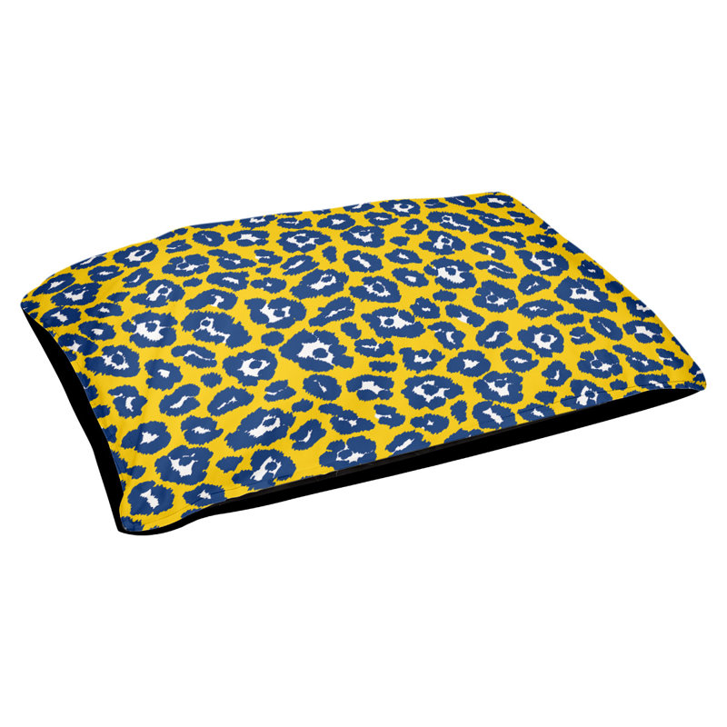 Coussin d'extérieur Indianapolis, Très grand (l 40 po x P 50 po x H 6 po), Or / blanc / bleu royal