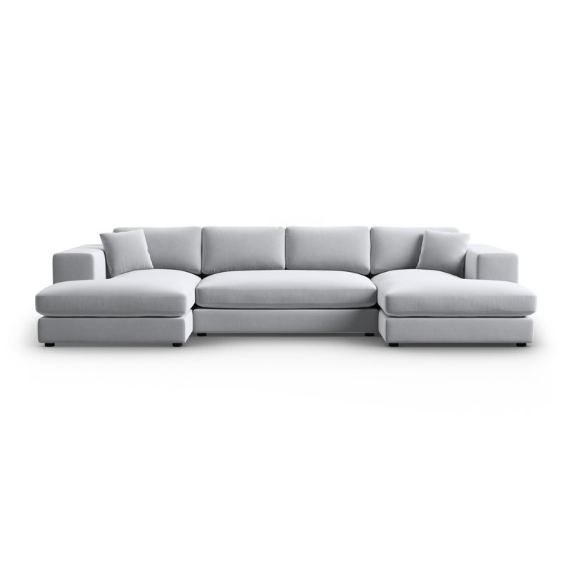 Micadoni Home Upholstered Large Corner Sofa, Silver