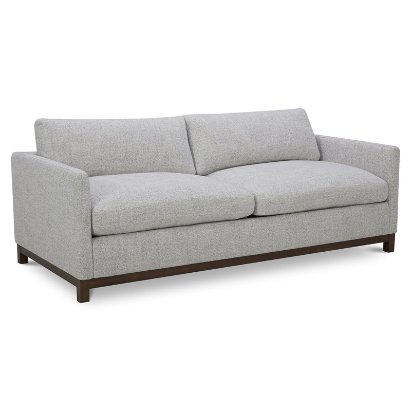 Canapé rembourré Liz, Gris chiné, Marron foncé, H 32,28 po x l 84,25 po x P 39,37 po