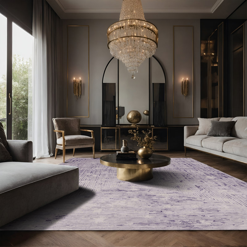 Tapis beige soyeux et moelleux, Rectangle 7 pi x 9 pi