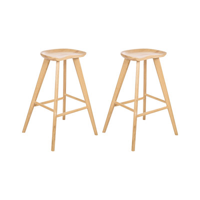 Set of 2 Bar Stools Light Brown