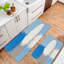 Blue White Abstract Kitchen Mats, 2 Pcs Modern Rugs For Kitchen & Living Room