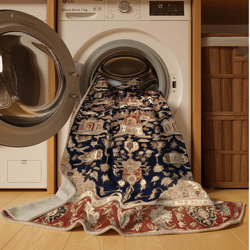 Machine Washable Persian Brown Area Rug, Square 6'