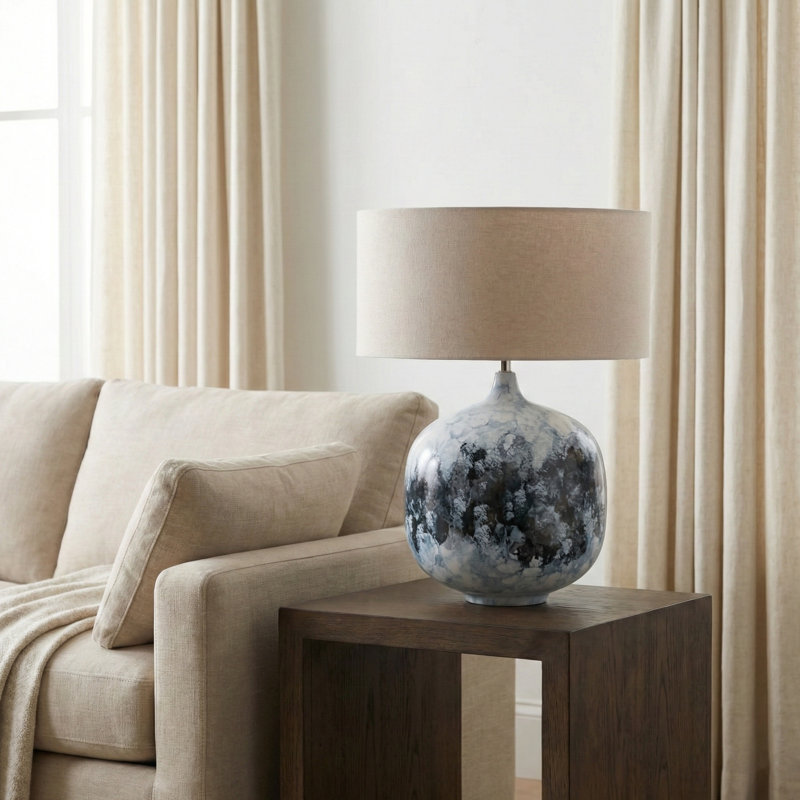 Lampe de table moderne avec décor pour chambre à coucher - petite lampe d'appoint contemporaine pour chevet, bureau ou salon - 28 po