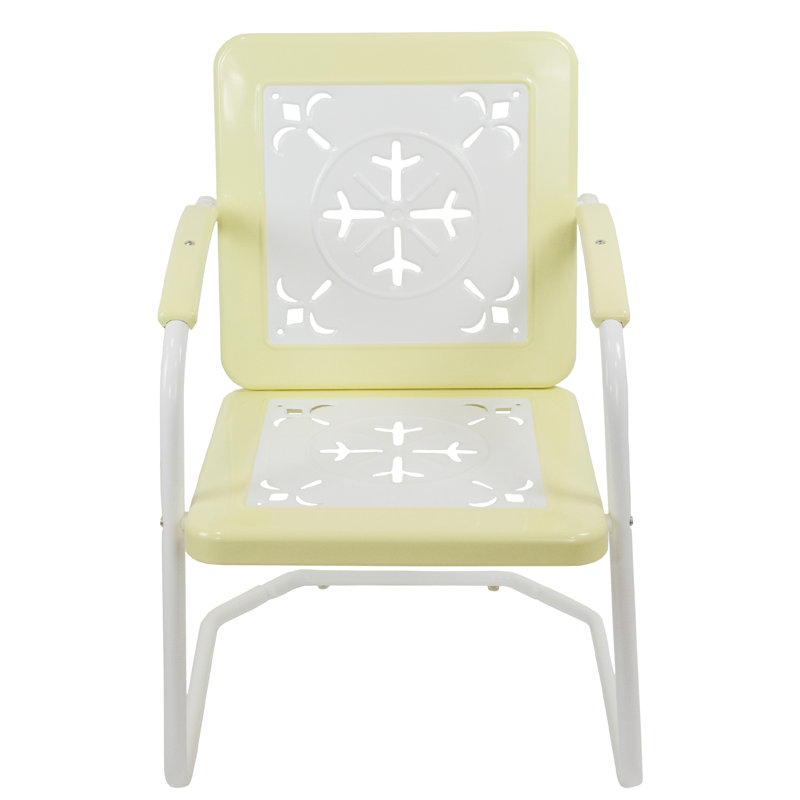 Fauteuil carré d'extérieur 35 po Tulip, Jaune / Blanc