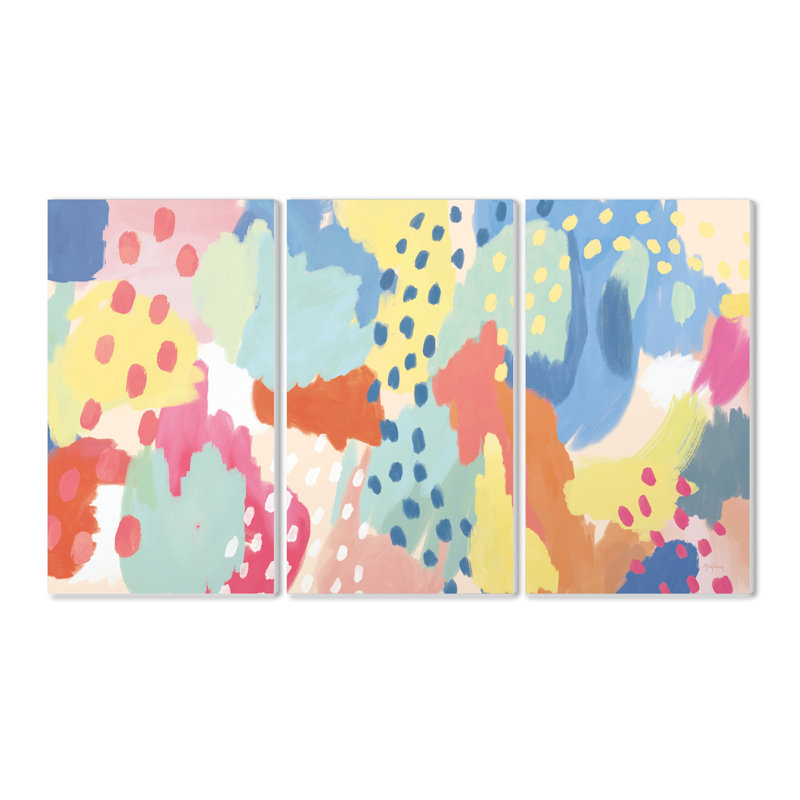 «Bright Life Abstract Colors», ensemble de 3 impressions «Knowle», H 11 po x l 17 po x P 0,5 po, Plaque murale
