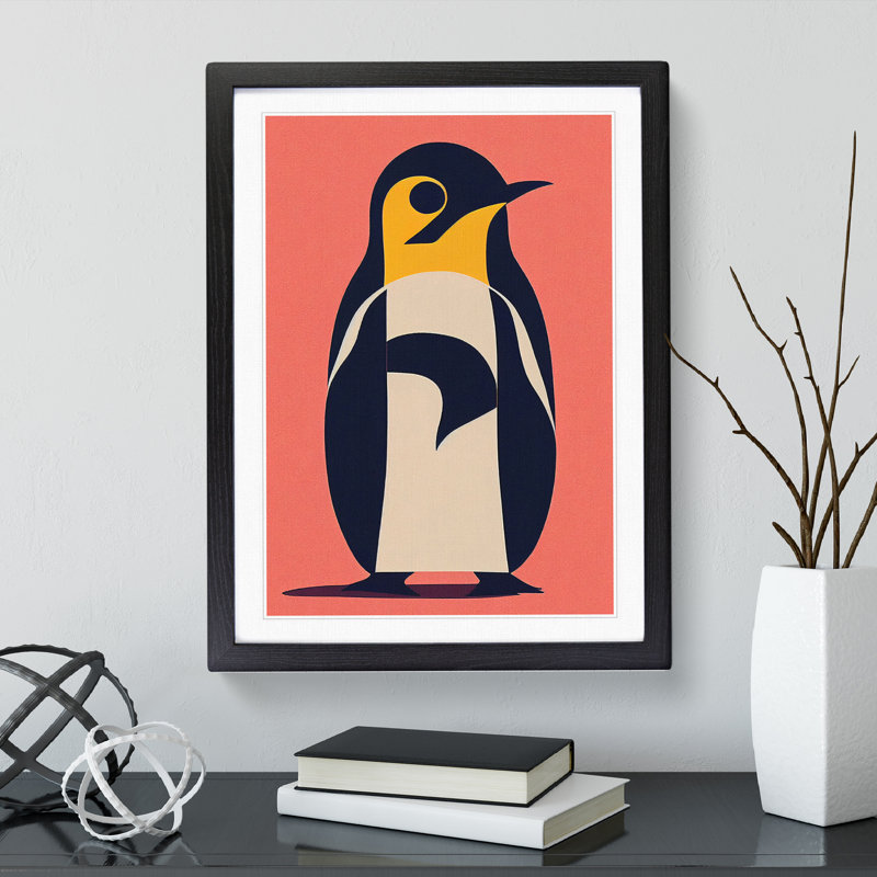 XV1022-3469X Penguin Abstract No.5 - Print, 64cm H x 46cm W, Black Frame, No Matte