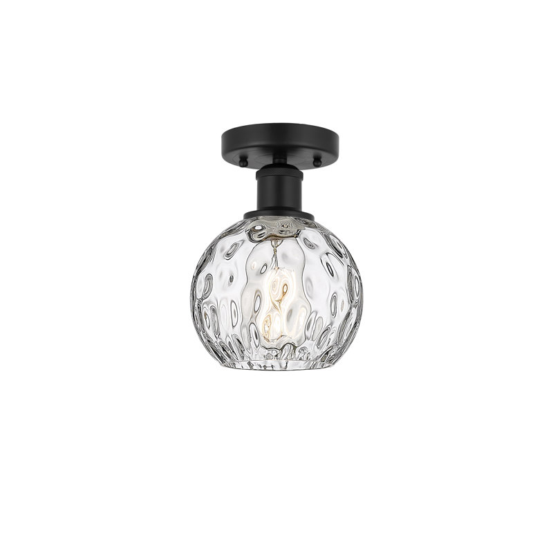 Plafonnier semi-encastré 1 lumière Cindi, Noir mat, H 8,13 po x l 6 po x P 6 po