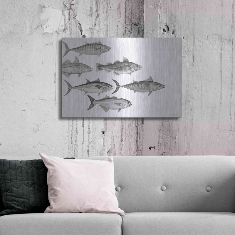 «Highland Dunes» «Variety of Fish I» par Cindy Jacobs, art mural en métal, H 24 po x l 36 po