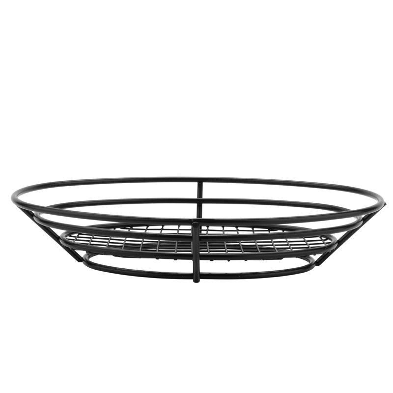 4-38804 - Panier ovale 11 po x 8 po avec grille surélevée, 2,25 po de hauteur, Noir mat