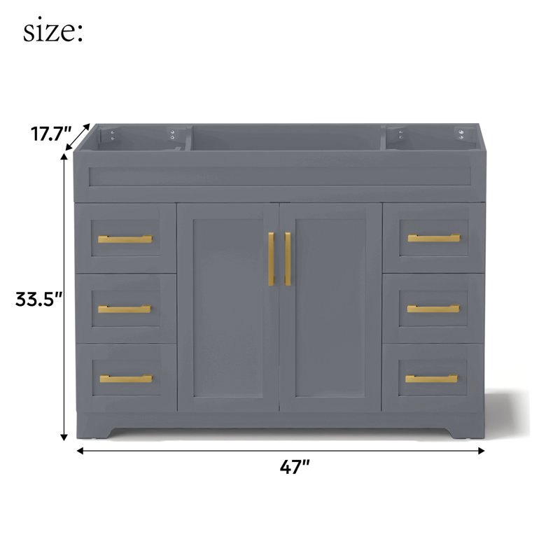 Meuble-lavabo de 48 po sans contreplaqué DodreHome, Gris, Doré