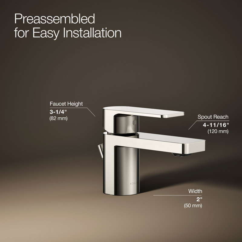 Parallel Single Hole Bathroom Faucet, Polished Nickel