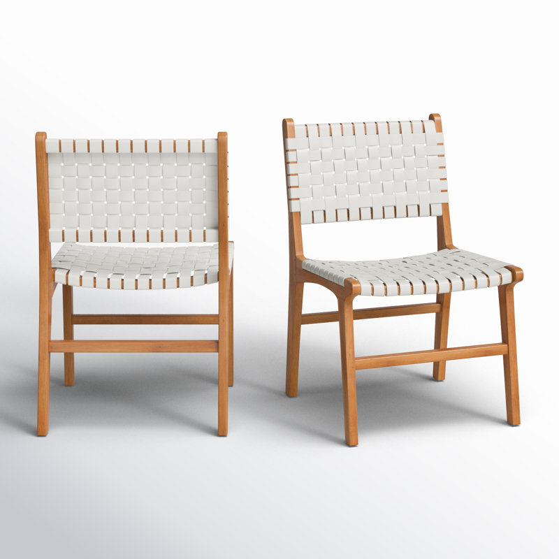 Chaise d'appoint en cuir véritable Markus, Blanc / Brun