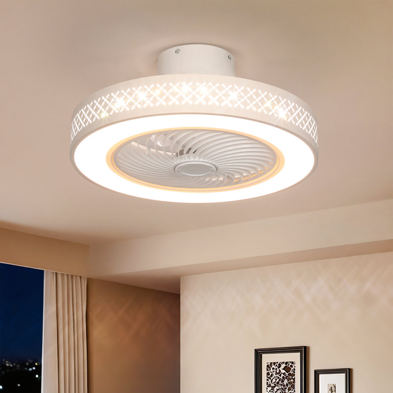 Ventilateur de plafond moderne à 5 pales à DEL 5 pales avec télécommande et ensemble d'éclairage pour pièces de taille moyenne Blodgett