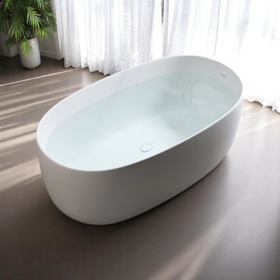 47'' X 25.6'' Freestanding Solid Surface Stone Resin Soaking Bathtub