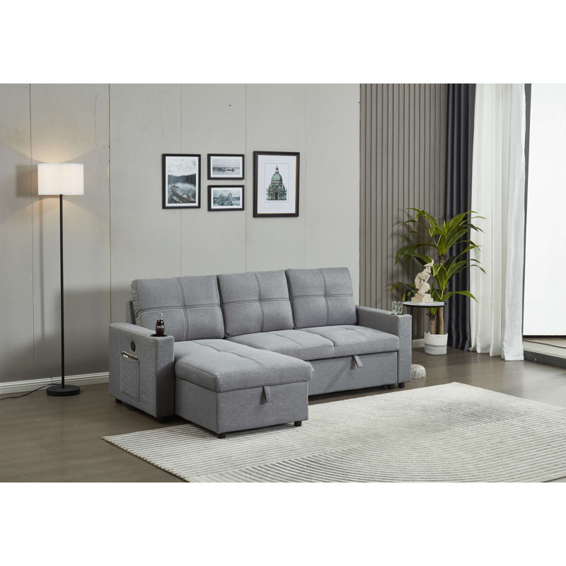 Canapé modulaire 2 pièces Malachi, 100 % lin gris foncé