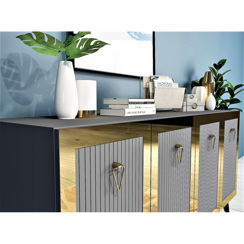 Olivia 40cm Console Table, Anthracite/Gold